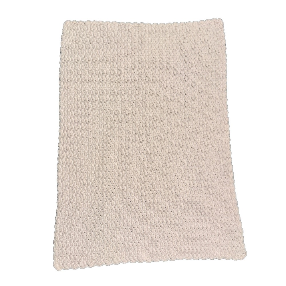 Handmade Pink Crocket Shell Stitch Baby Blanket 40 in x 28 in